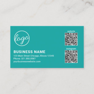 Professional Teal Logo QR Code Modern Business Card