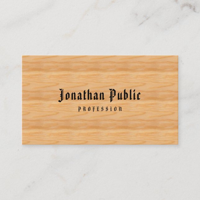 Professional Template Classic American Text Wood Business Card (Front)
