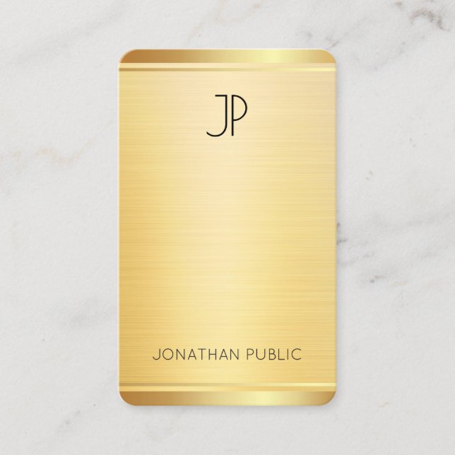 Professional Template Faux Gold Vertical Modern Business Card (Front)