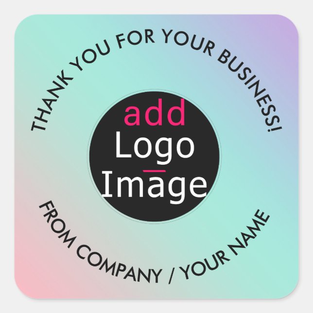 Professional Thank You Custom Chic Pastel Gradient Square Sticker (Front)