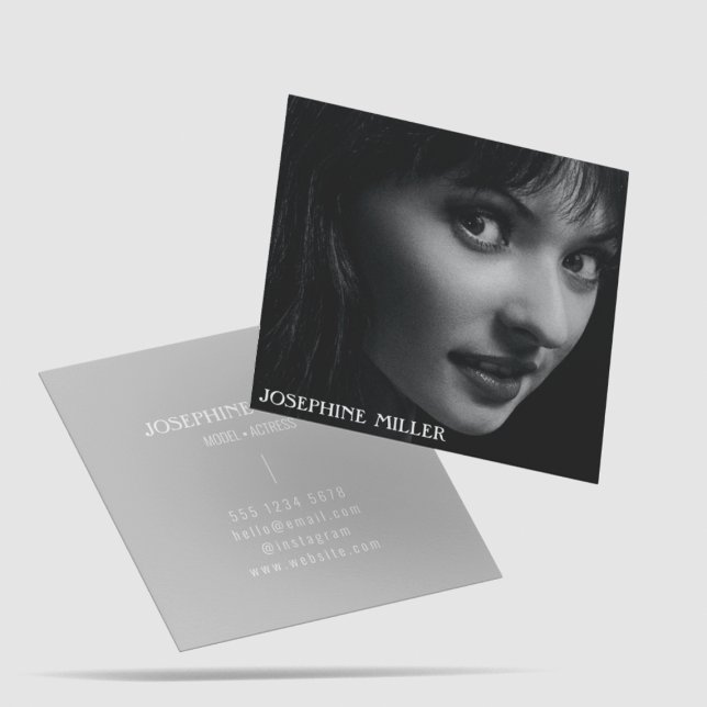 Professional Theatre Model Actress Photo Script Square Business Card (Creator Uploaded)