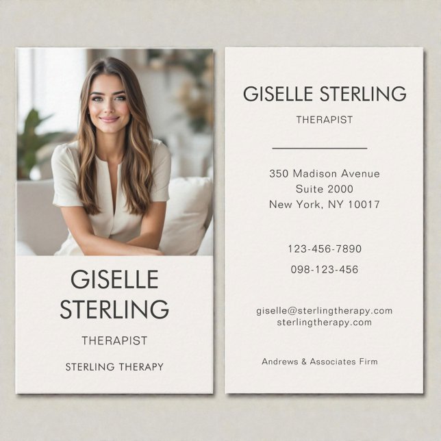 Professional Therapist Psychologist Photo Business Card (Creator Uploaded)