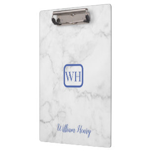 Professional Touch Name Customise White Marble Clipboard