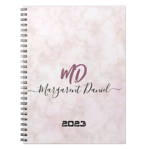 Professional Touch Name Customise White Marble Notebook