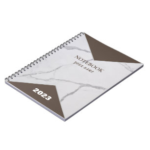 Professional Touch Name Customise White Marble Notebook
