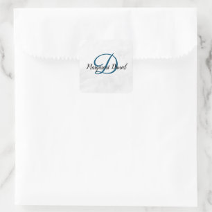 Professional Touch Name Customise White Marble Square Sticker