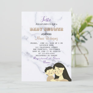 Professional Touch White Marble Baby Shower Invitation