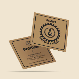 Professional Tow Truck Hook Brown & Black  Square Business Card