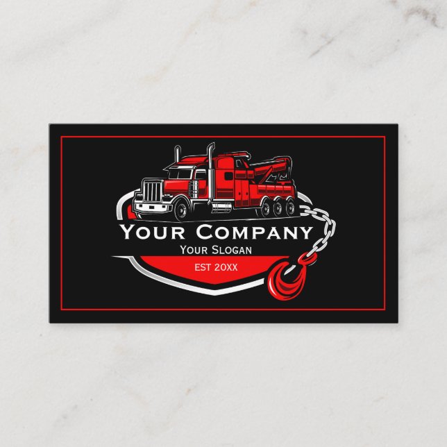 Professional Towing Company, Hauling Service Business Card (Front)
