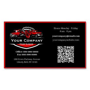 Professional Towing Company, Hauling Service Magnetic Business Card