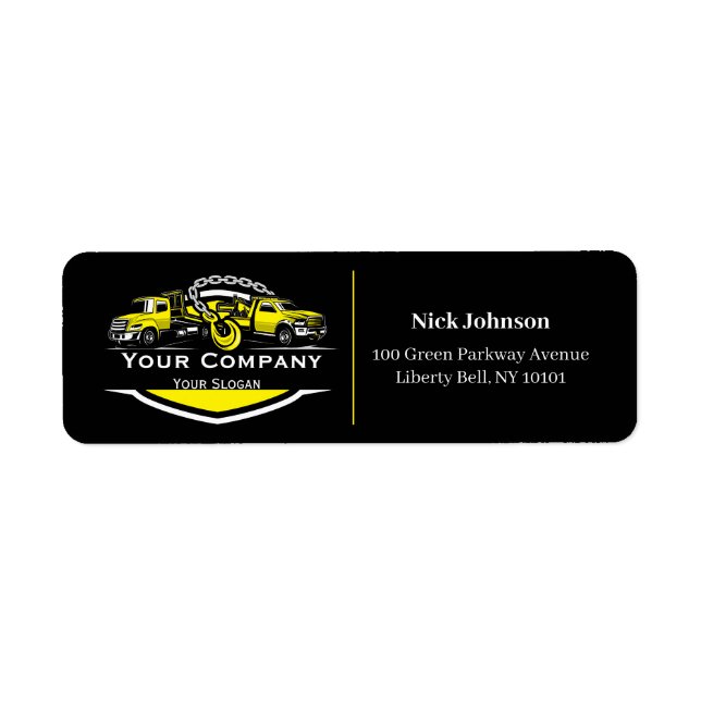 Professional Towing Company, Hauling Service Return Address Label (Front)