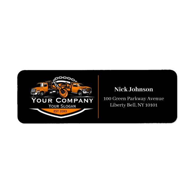 Professional Towing Company, Hauling Service  Return Address Label (Front)