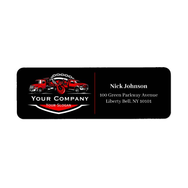 Professional Towing Company, Hauling Service Return Address Label (Front)