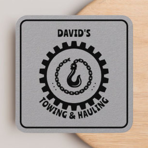 Professional Transport Towing Company Truck Grey Square Business Card