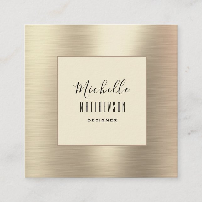 Professional Trendy Gold Beauty Modern Square Business Card (Front)