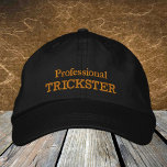 Professional TRICKSTER embroidered trucker hat<br><div class="desc">Embroidered Hats: Fun fashion baseball cap with text "Professional TRICKSTER" - humourous party hats,  Secret Santa,  dress up party,  night out / college students</div>