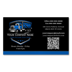 Professional Trucking Hauling Company QR Code Magnetic Business Card
