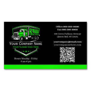 Professional Trucking Hauling Company QR Code Magnetic Business Card