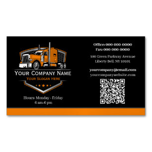 Professional Trucking Hauling Company QR Code Magnetic Business Card