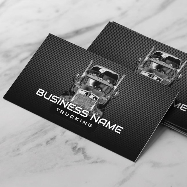 Professional Trucking Semi Truck Black Metal Business Card (Creator Uploaded)