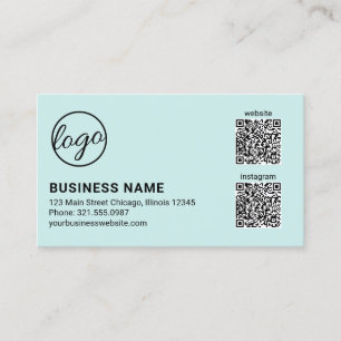 Professional Turquoise Logo QR Code Modern Business Card