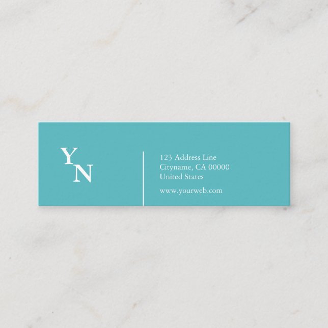 Professional Typo Turquoise Mini Business Card (Front)