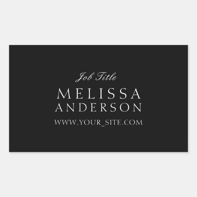Professional Typography Elegant Black Rectangular Sticker (Front)