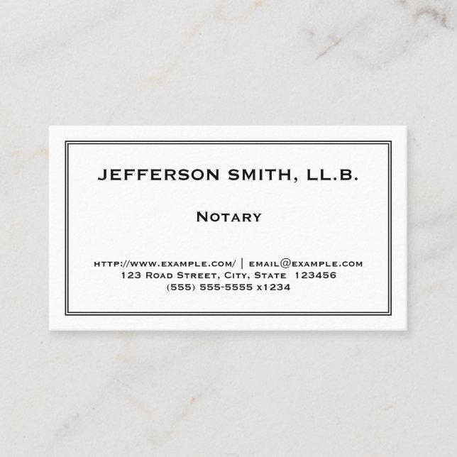 Professional & Understated Notary Business Card (Front)