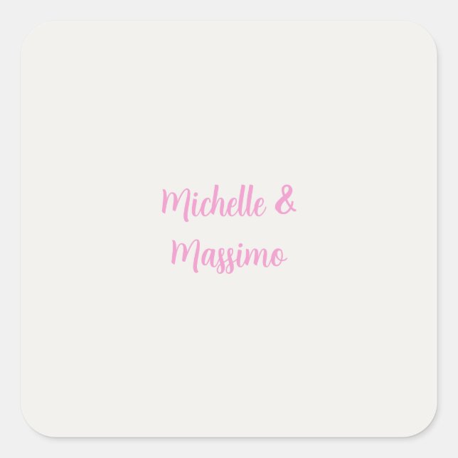 Professional Unique Classical Plain Couple Names Square Sticker (Front)