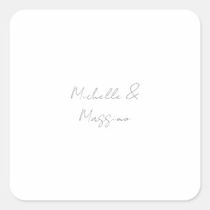 Professional Unique Classical Plain Couple Names Square Sticker