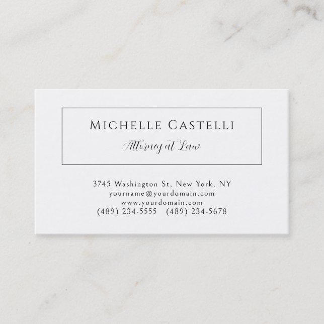 Professional Unique Classical Simple Black & White Business Card (Front)