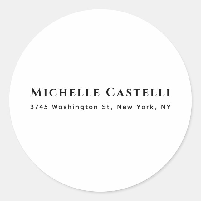 Professional Unique Classical Simple Black & White Classic Round Sticker (Front)