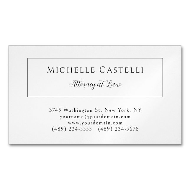 Professional Unique Classical Simple Black & White Magnetic Business Card (Front)
