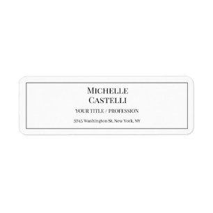 Professional Unique Classical Simple Black & White Return Address Label