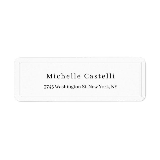 Professional Unique Classical Simple Black & White Return Address Label (Front)
