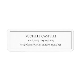 Professional Unique Classical Simple Black & White Return Address Label