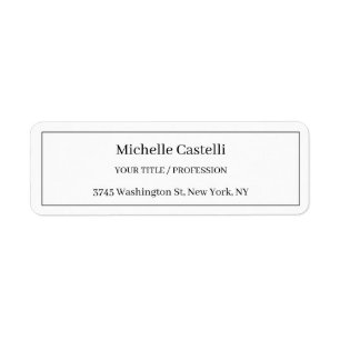 Professional Unique Classical Simple Black & White Return Address Label