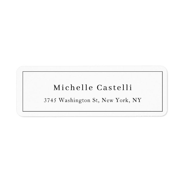 Professional Unique Classical Simple Black & White Return Address Label (Front)