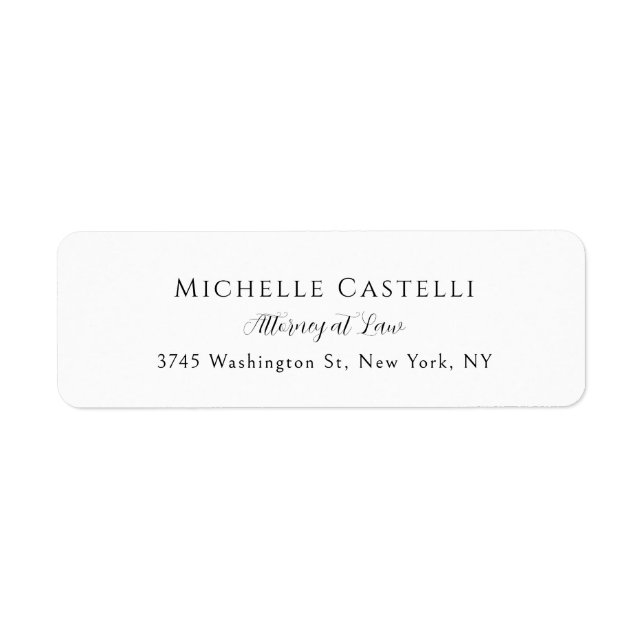 Professional Unique Classical Simple Black & White Return Address Label (Front)