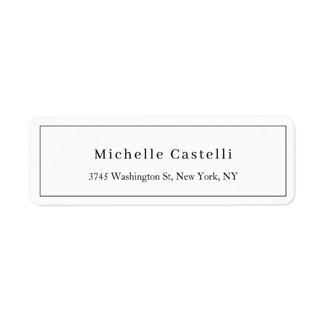 Professional Unique Classical Simple Black & White Return Address Label (Front)