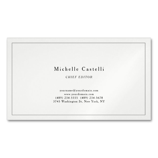 Professional Unique Classical Simple Plain Pastel Magnetic Business Card (Front)
