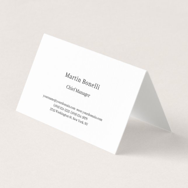 Professional Unique Classical Simple White Business Card (Front)