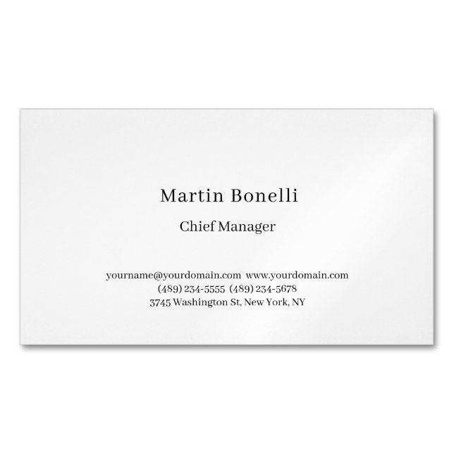 Professional Unique Classical Simple White Magnetic Business Card (Front)