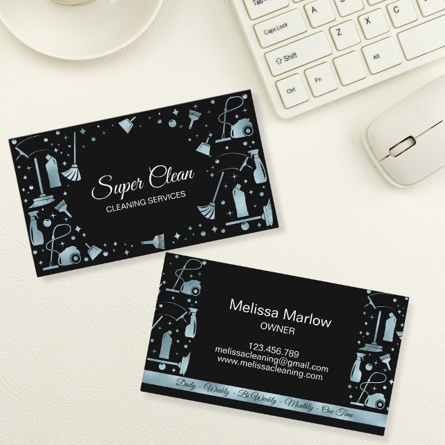 Professional Unique Maid House Cleaning Services Business Card (Creator Uploaded)