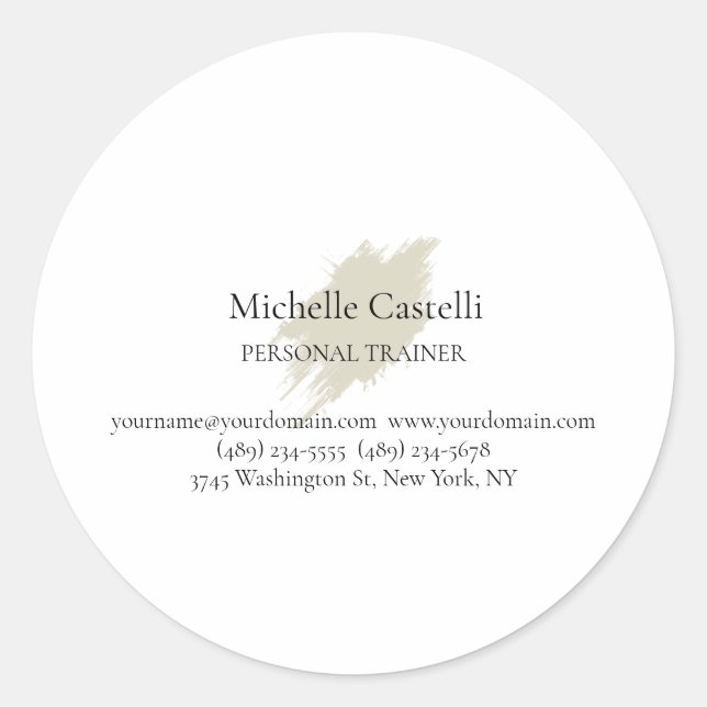 Professional Unique Minimalist Plain Classic Round Sticker (Front)