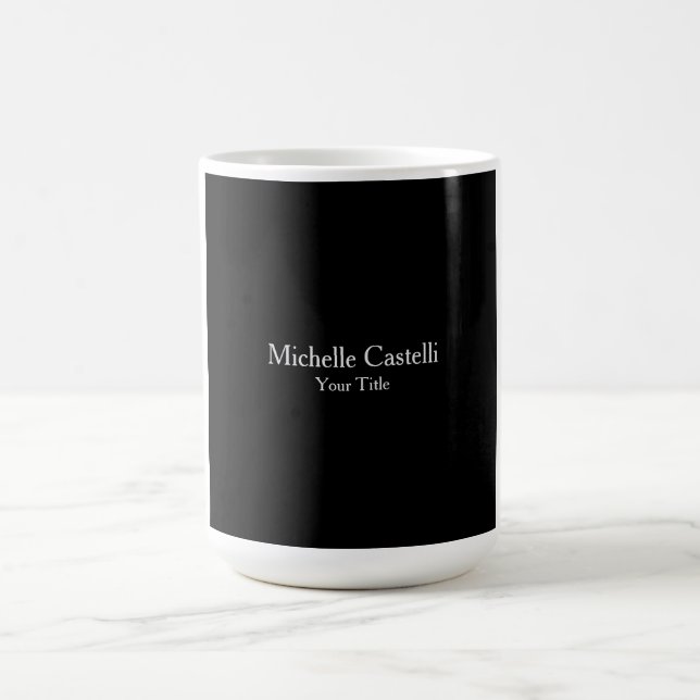 Professional Unique Modern Minimalist Black Grey Coffee Mug (Center)