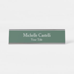 Professional Unique Modern Minimalist Green Desk Name Plate