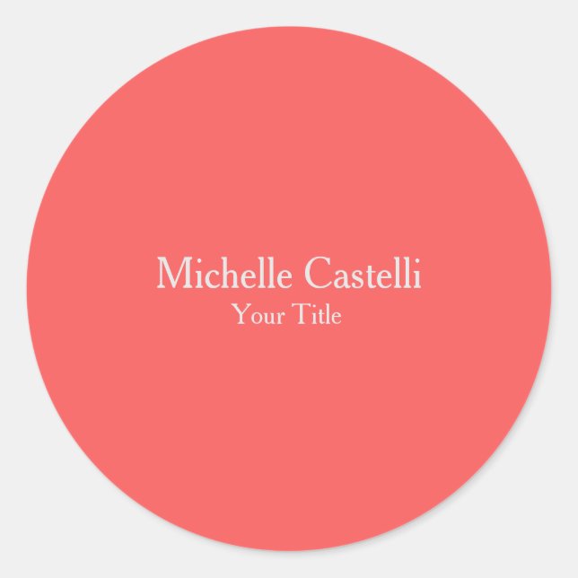 Professional Unique Modern Minimalist Your Name Classic Round Sticker (Front)