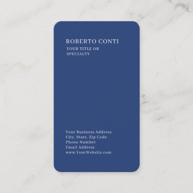 Professional Unique Plain Minimalist Blue Business Card (Front)
