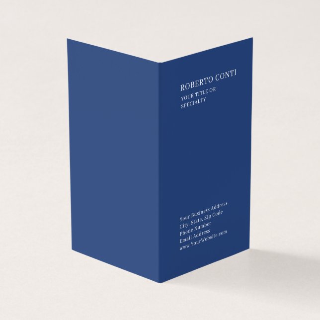 Professional Unique Plain Minimalist Blue Business Card (Outside)